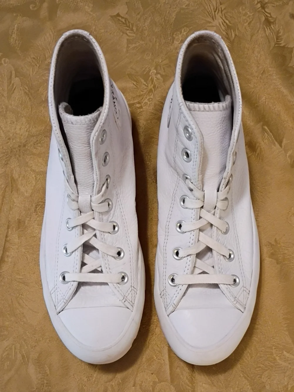CONVERSE Leather White Chunky Platform All Star High-Tops Women's 8.0 Men's 6.0